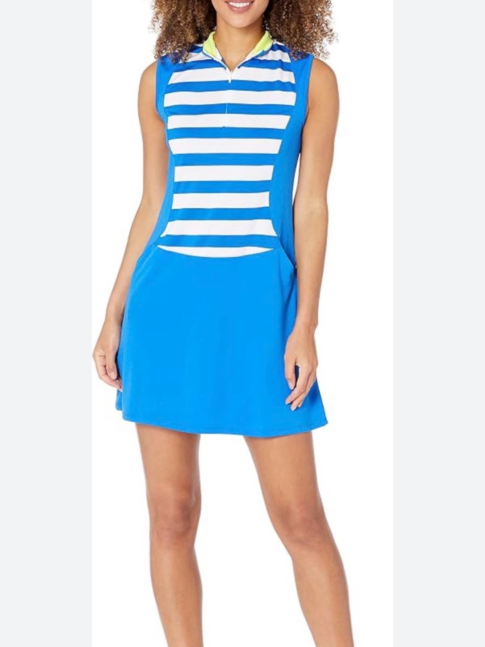✨PGA Tour Women’s Striped Sleeveless 1/4 Zip Golf Mini Dress Size L
